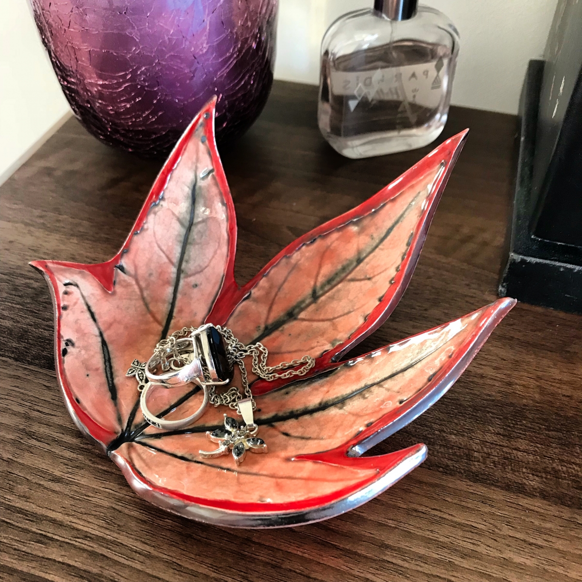 Fatsia Leaf Trinket Dish by Sonya Ceramic Art