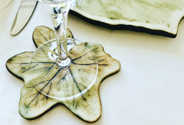 Green Leaf Coasters by Sonya Ceramic Art