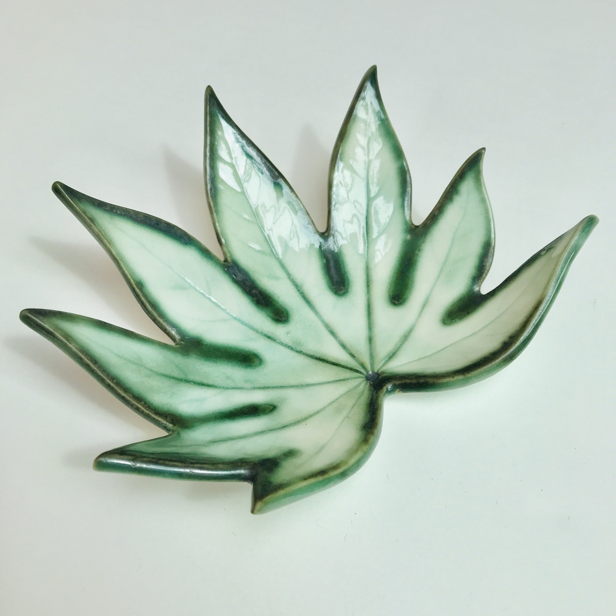 Fatsia Leaf Trinket Dish made in Porcelain by Sonya Ceramic Art