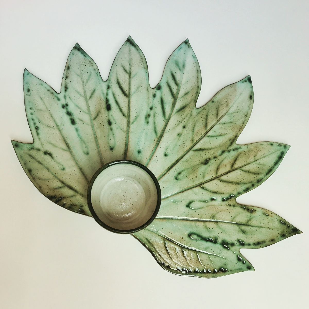 Fatsia Leaf Sharing Platter by Sonya Ceramic Art Birds Eye View