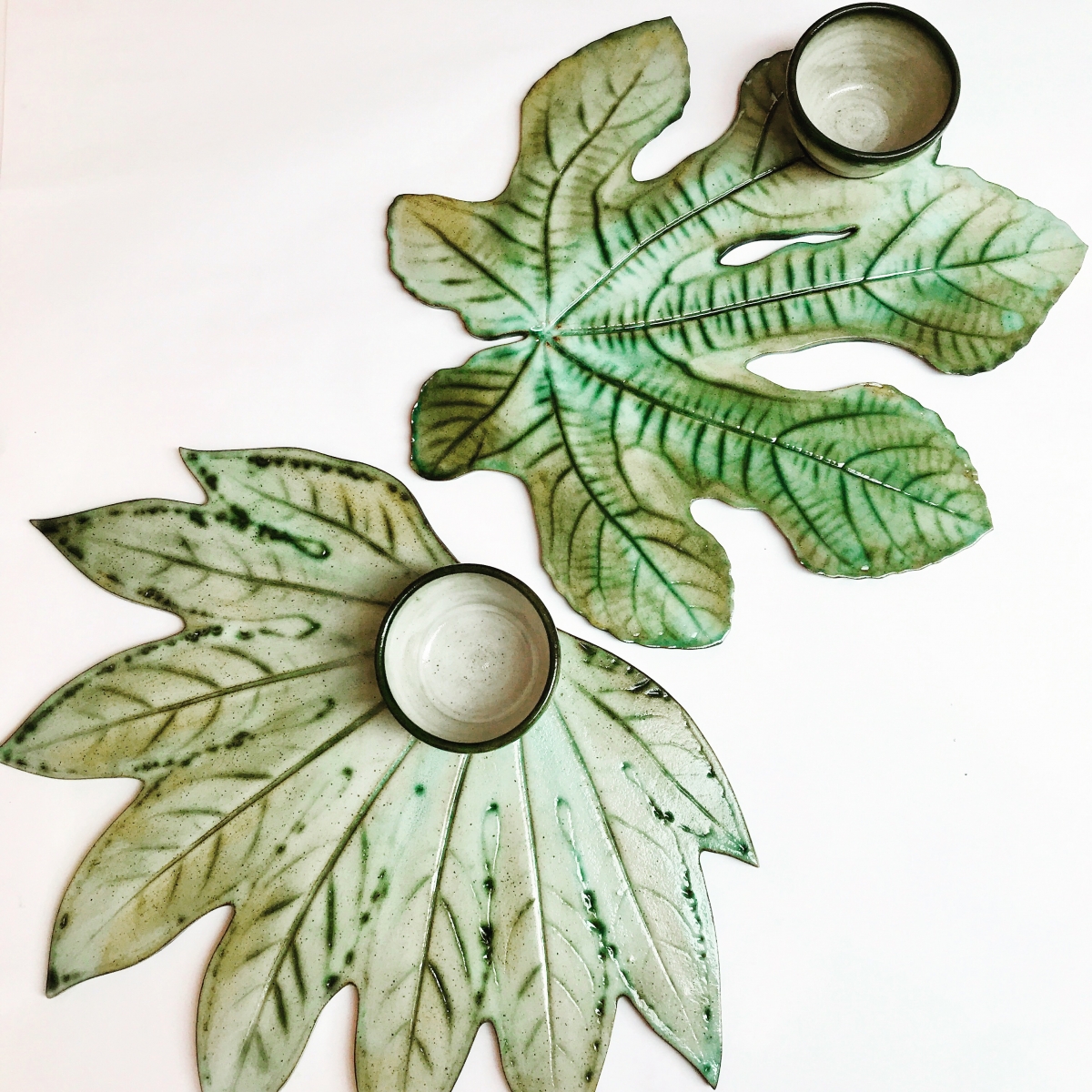 Large Leaf Sharing Platters by Sonya Ceramic Art 2 Designs