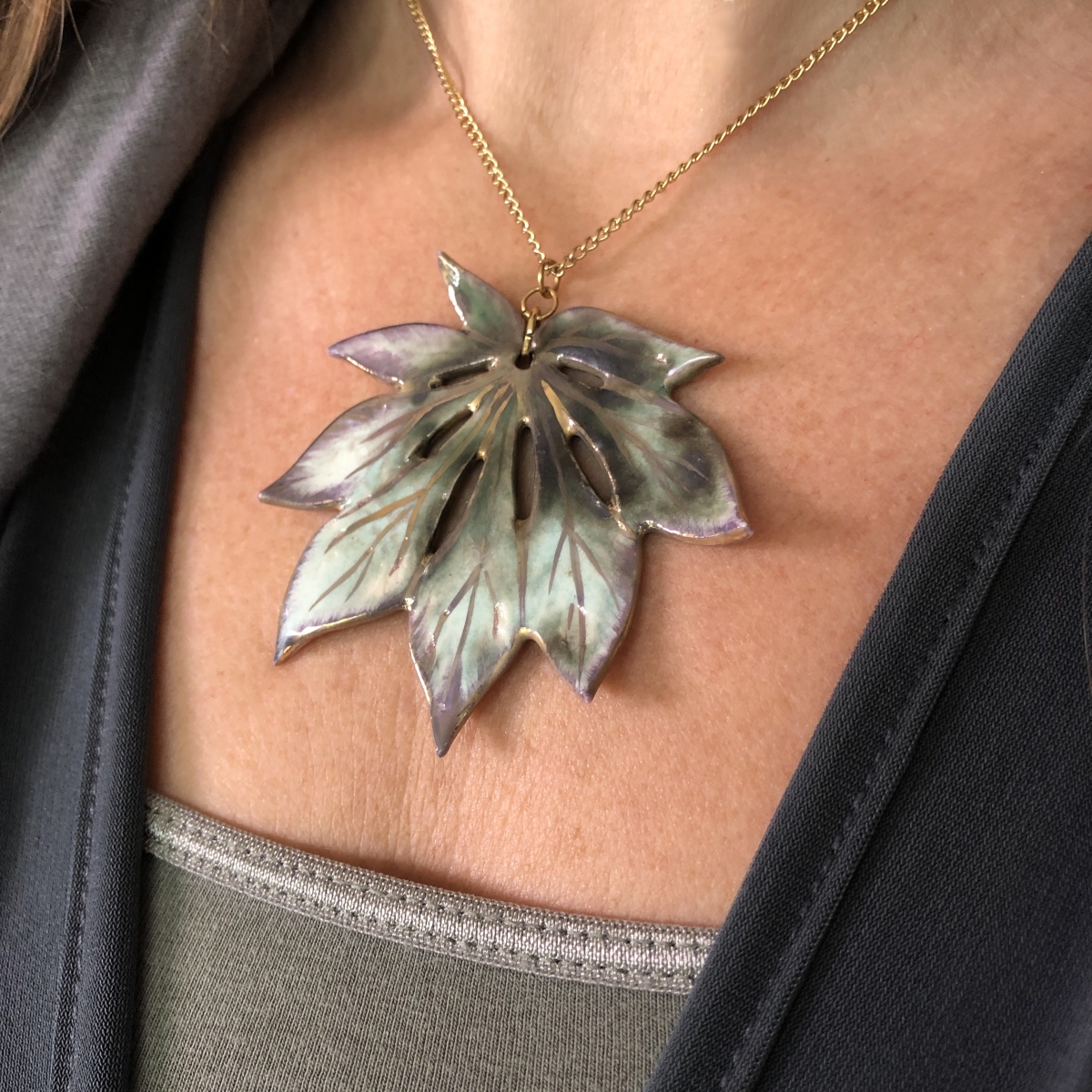 Maple Leaf Pendant by Sonya Ceramic Art Ceramics Inspired By Nature
