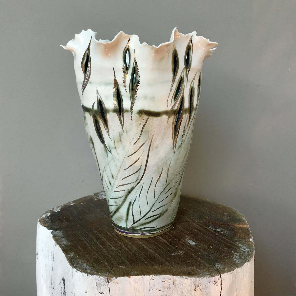 Small Leaf Vase 'Impressions' by Sonya Ceramic Art