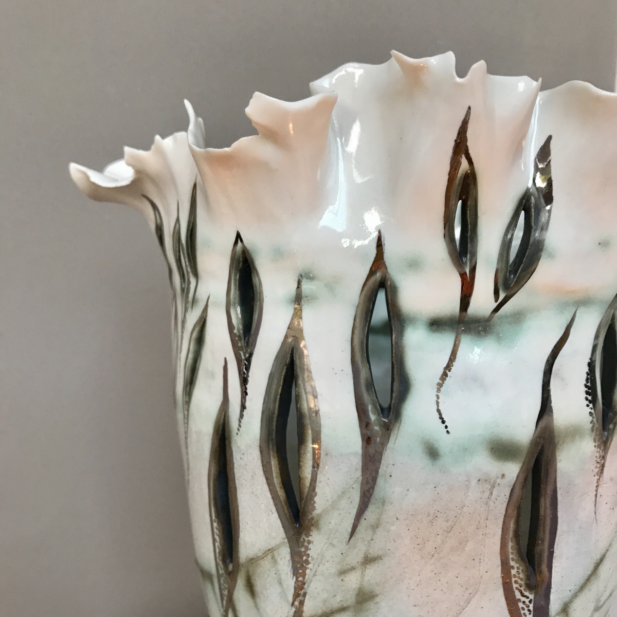 Porcelain Vase 'Leaf Transitions' by Sonya Ceramic Art