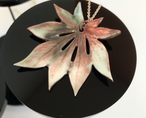 Aconitifolium Leaf Pendant by Sonya Ceramic Art