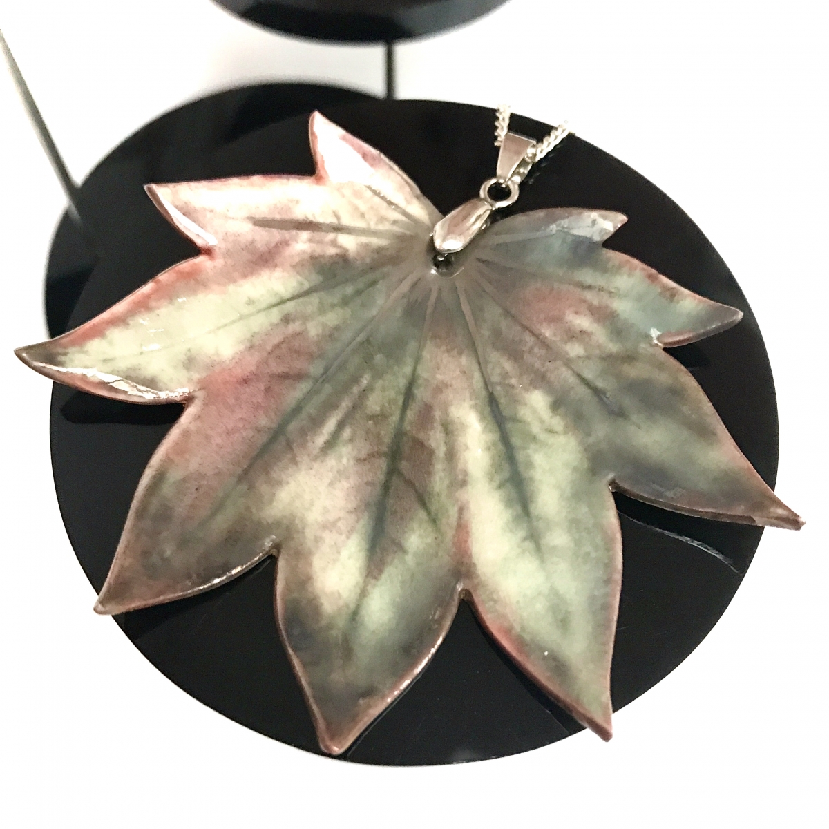 Early Autumn Vitifolium Maple Leaf Pendant by Ceramics Inspired by Nature