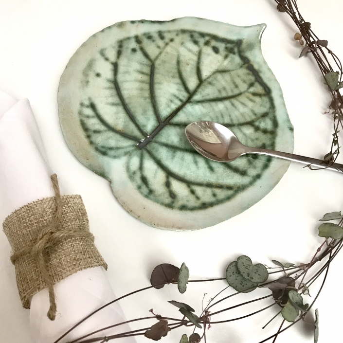 Kiwi Leaf Side Plate by Sonya Ceramic Art