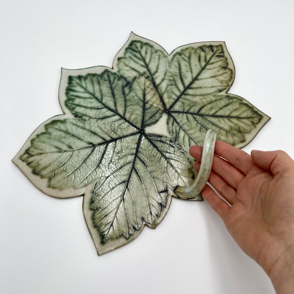 Twin Sycamore Leaf Sharing Platter With Twisted Vine Handle By Ceramics Inspired By Nature