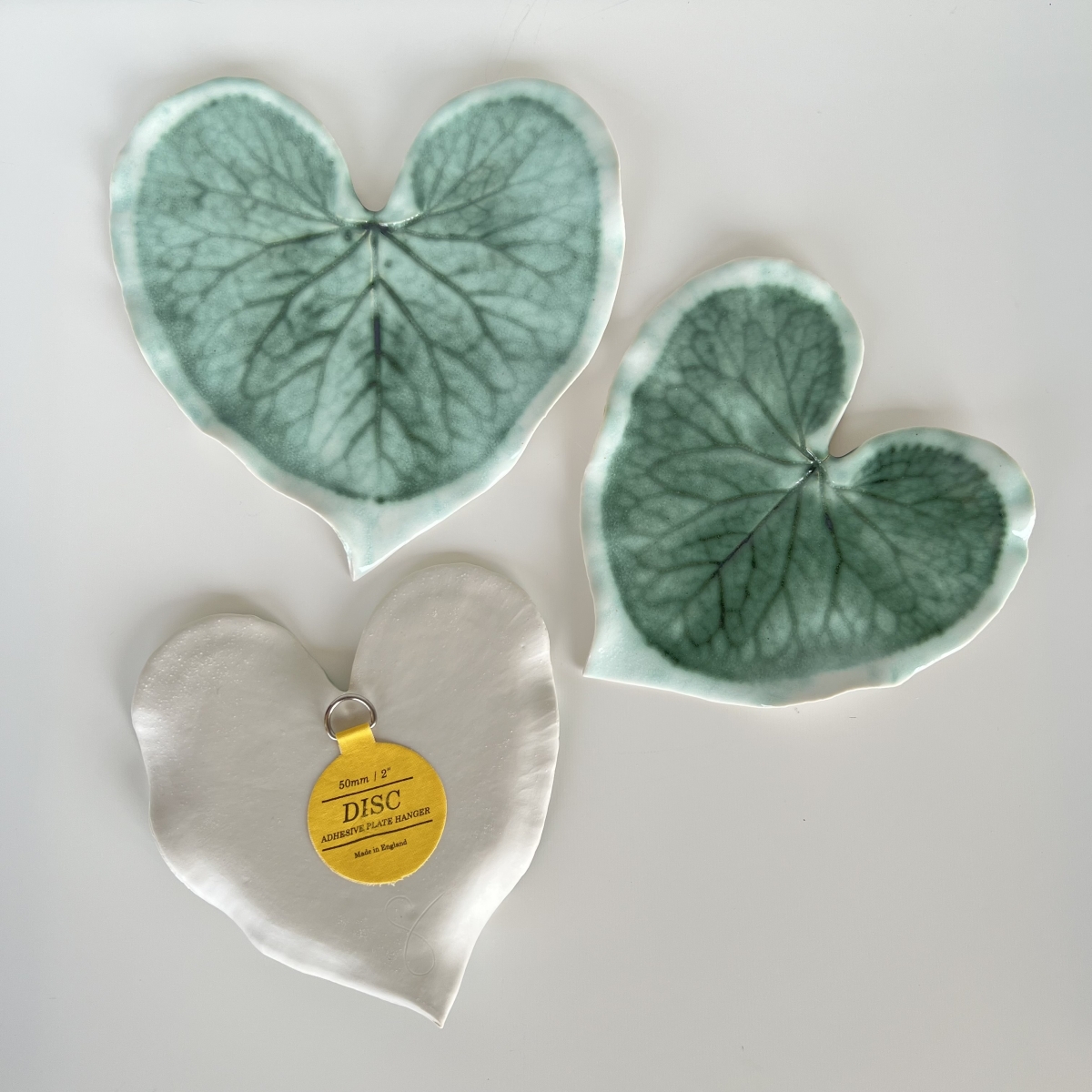 Leaf Love Heart Wall Art Trio (Porcelain Variation) By Sonya Ceramic Art