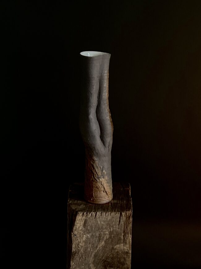 Black Figurative Tree Trunk Vessel By Sonya Wilkins Ceramics