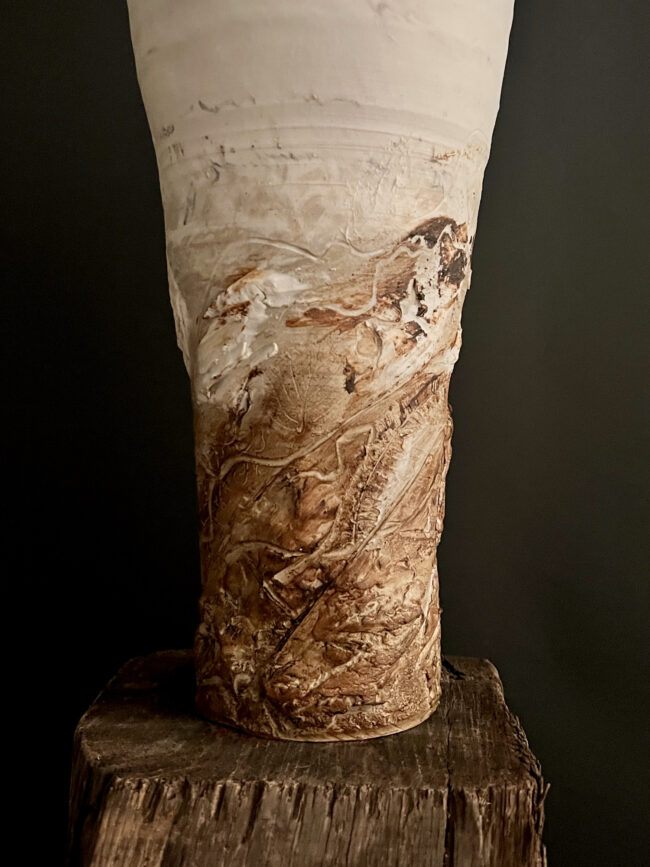 Landscape Vessel 'Nature's Orchestra' By Sonya Wilkins Ceramics (detail shot)