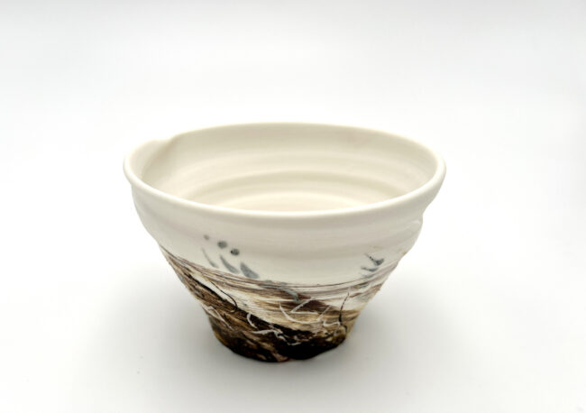 Porcelain Contemplation Bowl By Sonya Wilkins Ceramics (wild clay slips & sgraffito markings)