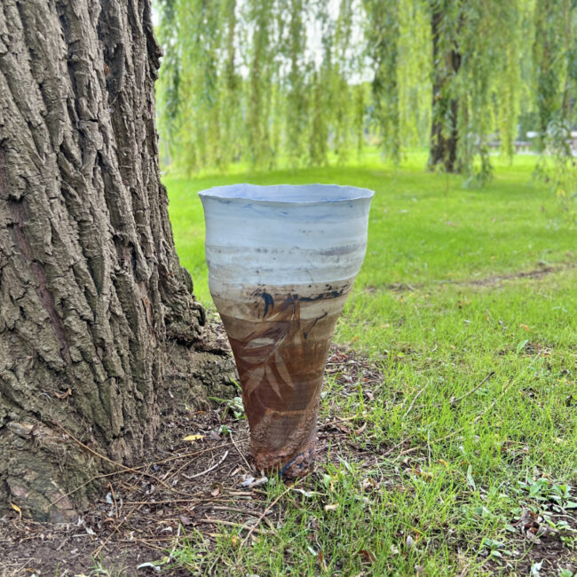 Willow Tree Landscape Vessel (Reduction Fired, Nature Shot) By Sonya Wilkins Ceramics (2023)