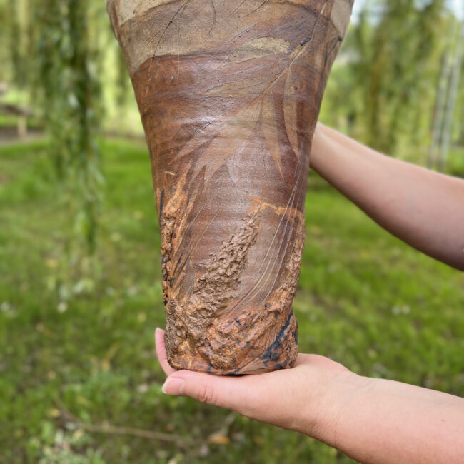 Willow Tree Landscape Vessel (Willow Leaf Detail Shot) By Sonya Wilkins Ceramics (2023)