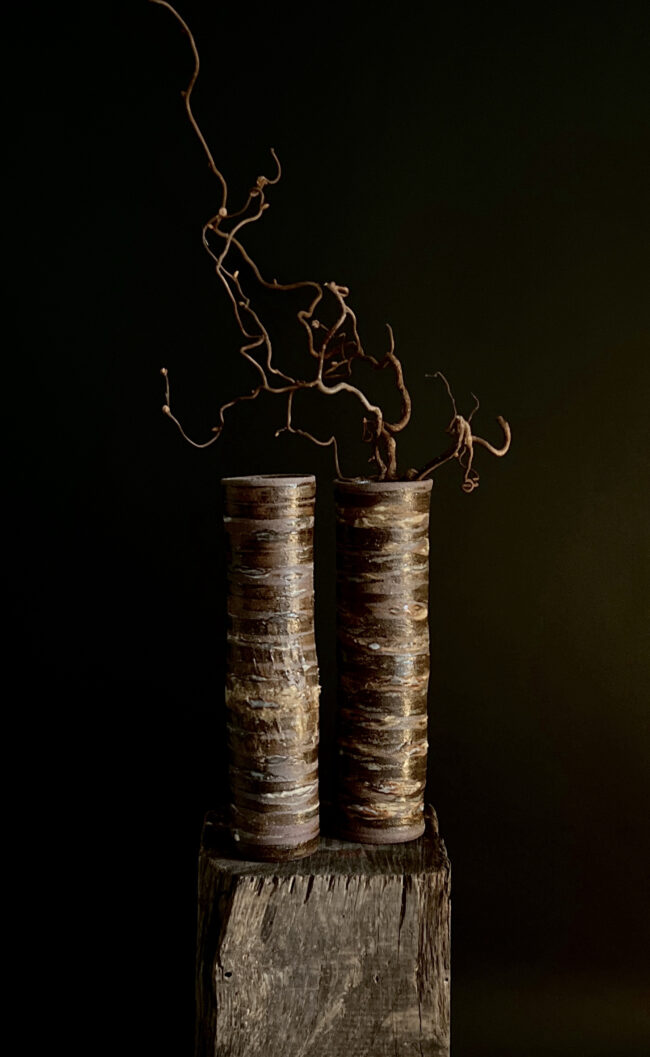 Chinese Red Birch Tree Trunk Vessels By Sonya Wilkins Ceramics 2024 collection