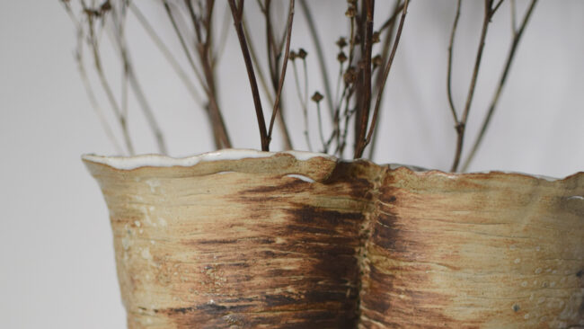 Crab Apple Tree Vessel By Sonya Wilkins Ceramics 2024 collection (rim detail)