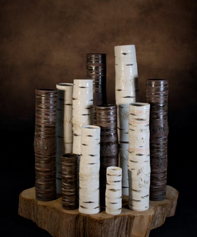 Birch Tree Trunk Vessels By Sonya Wilkins Ceramics (Group 1) 2025