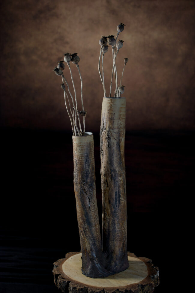 Twin Ash Tree Trunk Vessel By Sonya Wilkins Ceramics