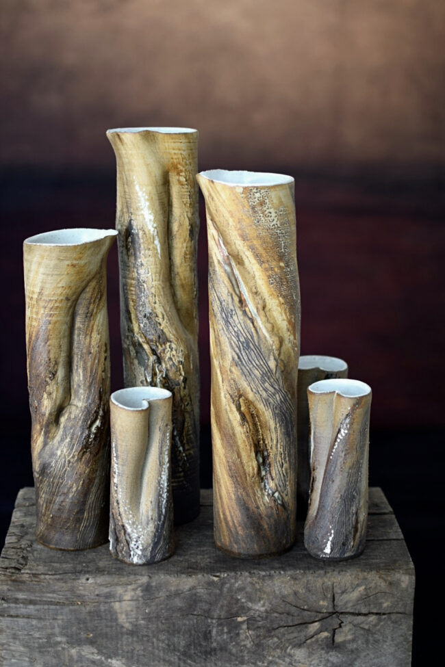 Twisted Hawthorn Tree Trunk Vessels By Sonya Wilkins Ceramics (Group) 2025