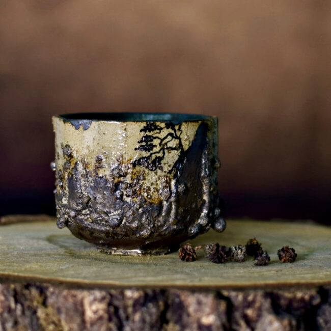 Wild Clay Textured Tree Chawan By Sonya Wilkins Ceramics